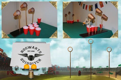 Harry Potter themed party quidditch beer pong Harry Potter Beer Pong, Harry Potter Beer, Harry Potter Themed Party, Stag And Doe, Harry Potter Theme Party, Mystery Party, Stag Do, Harry Potter Theme, Harry Potter Party