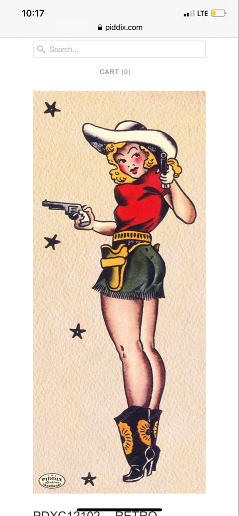 Vintage Cowgirl Tattoo, Traditional Tattoo Pin Up Girl, Traditional Tattoo Pin Up, Cowgirl Tattoo, Rockabilly Tattoos, American Traditional Sleeve, Sailor Jerry Tattoo Flash, Cowgirl Tattoos, Cowboy Tattoos