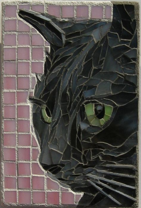 Cat Mosaic - picture reference Cat Mosaic, Stained Glass Mosaic Art, Mosaic Animals, Art Pierre, Mosaic Madness, Mosaic Stained, Glass Mosaic Art, Mosaic Artwork, A Black Cat