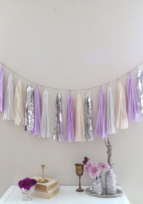 Looks To Love! Pretty Pink & Lavender Silver And Purple Decorations Party, Lilac Bachelorette Party, Lila Party, Purple Party Decorations, Lavender Baby Showers, Purple Birthday Party, French Lilac, Bohemian Wedding Decorations, Wedding Bachelorette Party