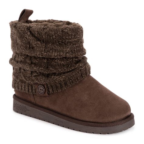 PRICES MAY VARY. Treaded TPR Sole 100% Polyester Insole, 100% Polyester Faux Suede Upper, 100% Acrylic Knit, 100% Polyester Faux Shearling Lining Faux fur lined No Heel Heather Brown, Women Essentials, Round Toe Heels, Winter Boots Women, True Religion Jeans, Ankle Bootie, Multiple Color, Dress And Heels, Brown Boots