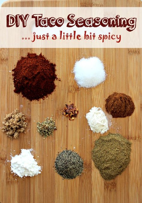 Just A Little Bit Spicy DIY Taco Seasoning Mix Easy Taco Seasoning Recipe, Taco Seasoning Mix Recipe, Diy Taco Seasoning, Make Taco Seasoning, Homemade Taco Seasoning Mix, Taco Seasoning Mix, Homemade Taco Seasoning Recipe, Taco Seasoning Recipe, Seasoning Recipe