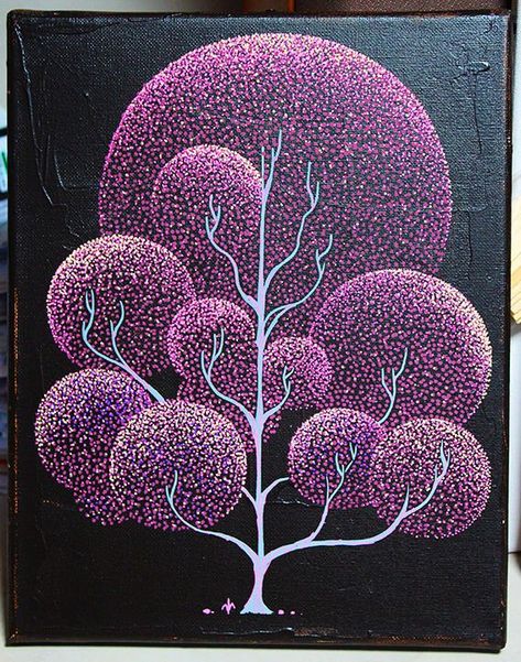 Pointalism Art, Mandala Rock Art, Mandala Canvas, Mandala Art Therapy, Purple Trees, Mandala Art Lesson, Budget Home, Dot Art Painting, Mandala Dots