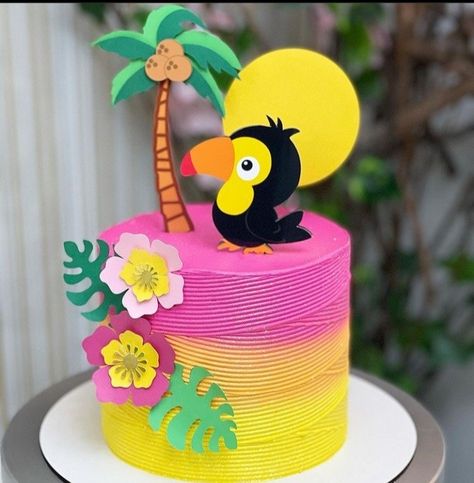 Toucan Cake, Birthday Wallpapers, Tropical Birthday Cake, Art Cakes, Hawaiian Birthday Party, Twins Birthday, Hawaiian Birthday, Fiesta Tropical, Happy Birthday Wallpaper