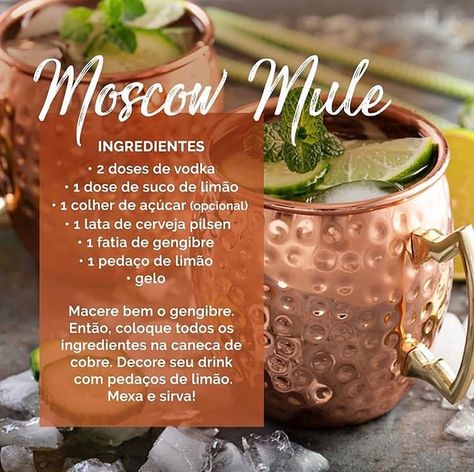 Hoje nosso post vai para aqueles como a gente ama o drink Moscow Mule e para aqueles que ainda não experimentou fica a dica. . . .… Moscow Mule Receita, Moscow Mule Drink, Mule Drink, Moscow Mules, Whiskey Sour, Vodka Drinks, American Pie, Winter Drinks, Moscow Mule