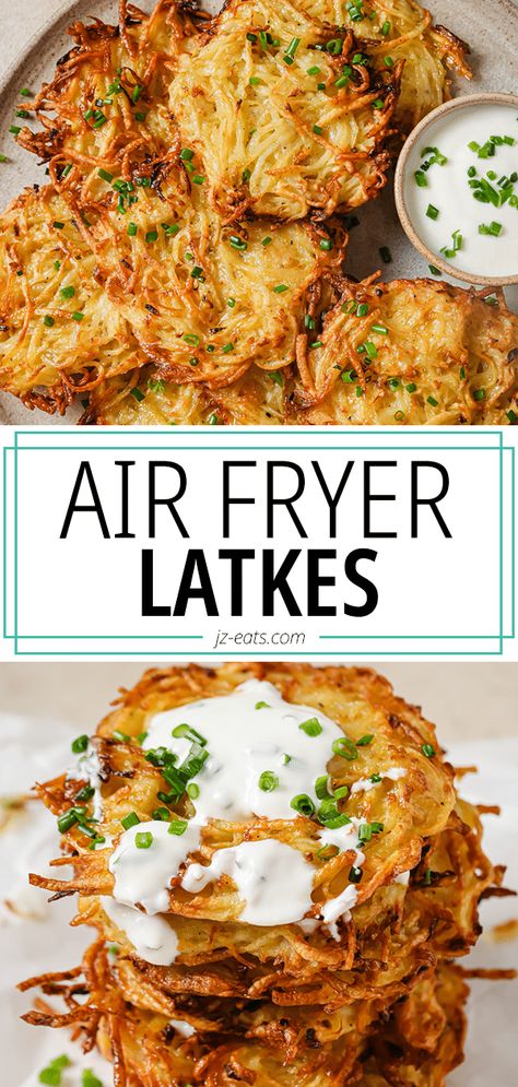 Air Fryer Latkes, Latkes Recipe Easy, Sweet Potato Latkes, Best Side Dish, Potato Latkes, Matzo Meal, Airfryer Recipes, Easy Air Fryer, Air Fryer Dinner Recipes