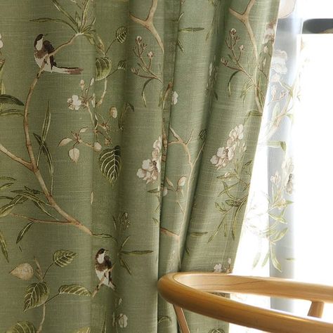 Amazon.com: Vintage Birds Theme Curtains 96 Inch Long,Farmhouse Decorative Patio Door Curtains & Drapes Grommet Thick Weight Vertical Panels Privacy Assured with Light-filtering,1 Green Panel W75''x L96'' : Home & Kitchen Retro Style Bedroom, Curtain Kitchen, Green Drapes, Patio Door Curtains, Blackout Panels, Curtain Length, Green Curtains, Blue Curtains, Bird Theme