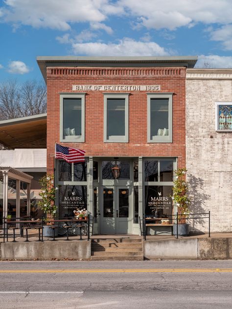 Historic Bank Renovation by Dave and Jenny Marrs of HGTV Fixer to Fabulous. Old Building Renovation, Historical Building Renovation, Dave And Jenny Marrs, Fixer To Fabulous, Jenny Marrs, Brick Store, Bank Building, Vault Doors, Storefront Design