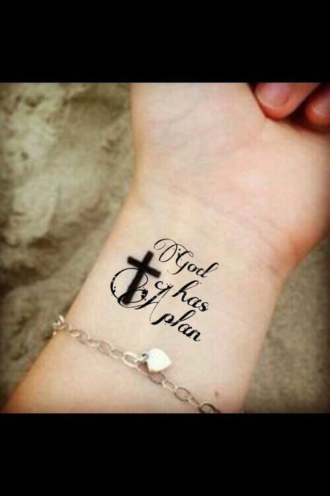 God has a plan for each and everyone of you!! Tattoos God, Cross Tattoo On Wrist, Tattoo Sonne, 16 Tattoo, Verse Tattoos, Cross Tattoos For Women, Faith Tattoo, Foot Tattoos For Women, Religious Tattoos