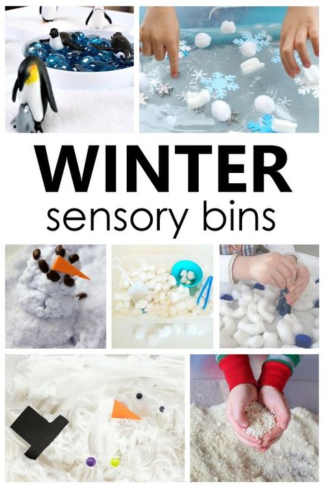 These winter sensory bins are a wonderful and engaging way to add sensory play to your preschool winter activities. Over 15 winter sensory activity ideas included. Preschool Winter Theme Activities, Winter Sensory Bin, Winter Sensory, Toddler Sensory Bins, Winter Theme Preschool, Sensory Tubs, Preschool Winter, Winter Activities Preschool, Winter Play