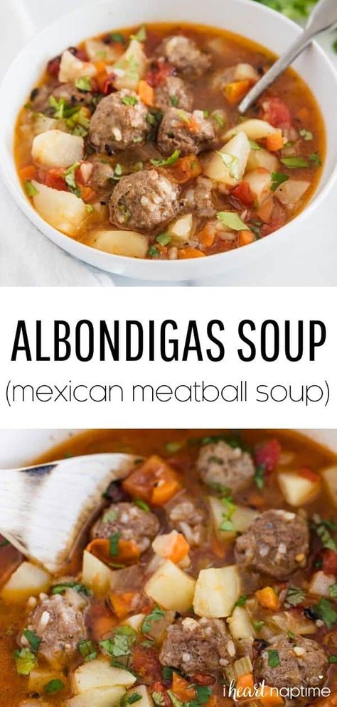 Mexican Style Meatball Soup, Meatball Soup Mexican, Beef Albondigas Soup, Meatball And Potato Soup, Meatball Recipes Soup, How To Make Albondigas Soup, Best Albondigas Soup Recipe Mexican, Meatball Potato Soup, Hispanic Soup Recipes