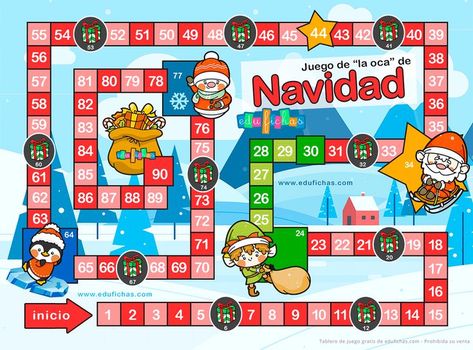 Nueva versión del juego de la Oca de Navidad. Descarga el tablero tamaño grande (4 partes) y las reglas en un PDF completo en la web: https://www.edufichas.com/ Recycled Material Art, Christmas Units, English Activities, Willy Wonka, Christmas Games, Christmas Love, Xmas Crafts, Party Time, Christmas Time