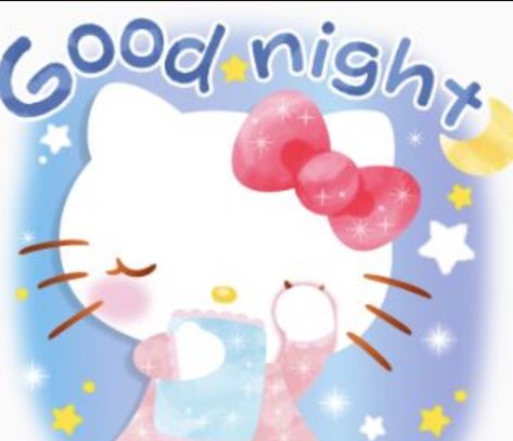 Good Night Hello Kitty, Hello Kitty Good Night, Wonderful Wallpapers, Good Night I Love You, Hello Kitty Imagenes, Evening Pictures, Kitty Pictures, Goodnight Quotes, Charmmy Kitty