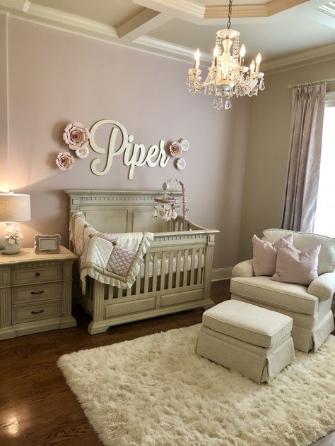 Piper’s nursery Plush Nursery Rug, Soft Color Nursery, Modern Princess Nursery, Girly Nursery Ideas Butterfly, Simple Baby Nursery Ideas, Glam Nursery Ideas, Dusty Rose Nursery Girl, Girly Nursery Ideas, Pink Nursery Ideas