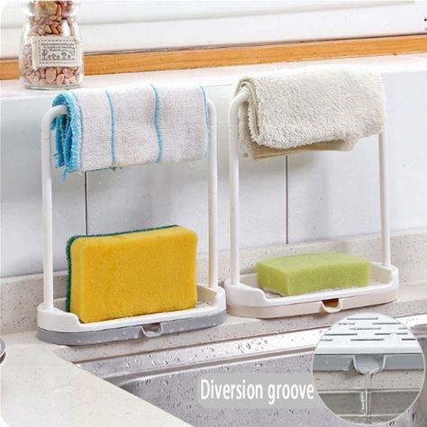 Toallero Ideas, Kitchen Sink Rack, Bathroom Storage Boxes, Kitchen Sink Caddy, Kitchen Sponge Holder, Space Saving Kitchen, Countertop Storage, Kitchen Storage Rack, Kitchen Sponge