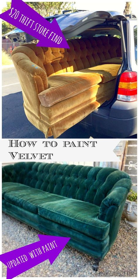 Painting Fabric Furniture, Furniture Colors, Paint Upholstery, Velvet Furniture, Velvet Couch, Hemma Diy, Furniture Rehab, Beautiful Sofas, Funky Furniture