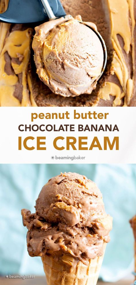 Chocolate Peanut Butter Banana Nicecream, Peanut Butter Banana Ice Cream Healthy, Ice Cream With Bananas Recipes, Banana And Peanut Butter Ice Cream, Healthy Peanut Butter Ice Cream, Peanut Butter And Banana Dessert, Cashew Ice Cream Recipe, 4 Ingredient Ice Cream, Banana Ice Cream Flavors