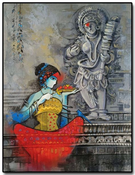 Buy M. Hosakoti Emerging Artist, Colorful and Textured, Internationally Appreciated Online in India - Etsy Indian Contemporary Art, Rajasthani Art, Indian Artwork, Indian Art Gallery, Mughal Paintings, Buddha Painting, Indian Artist, Krishna Painting, Indian Paintings