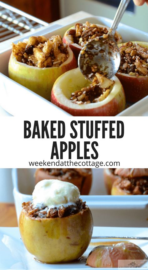 Baked Stuffed Apples, Stuffed Apples, Baked Apple Dessert, Baked Apple Recipes, Thanksgiving Dinner Recipes, Apple Dessert Recipes, Baked Apples, Easy Dessert, The Cottage