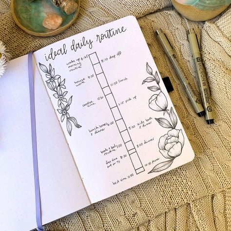 Bujo Ideal Day, Ideal Day Bullet Journal, Ideal Day Routine, Daily Routine Bullet Journal, Bullet Journal Daily Routine, Ideal Daily Routine, Routine Bullet Journal, Bullet Journal Daily, Archer And Olive