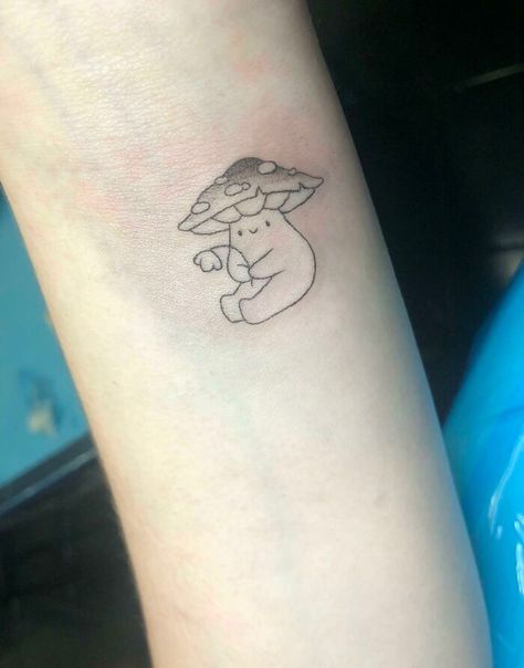 Silly but cute! Mushroom Guy Tattoo, Gnome Tattoo Cute, Mushroom Guy, Tattoo On Wrist, Wrist Tattoo Ideas, Wrist Tattoo Designs, Lion Head Tattoos, Cute Tats, Mushroom Tattoos