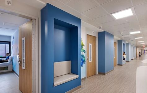 Children’s Minnesota Inpatient Mental Health Unit | HDR Mental Hospital Interior Design, Health Care Design, Marvel References, Hospital Corridor, Eco Project, Healthcare Interior Design, Mental Health Clinic, Clinic Interior, Healthcare Architecture