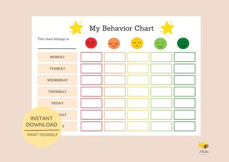 Printable Emotion Scale Behavior Chart Colourful Kids Behavior Chart Sticker Chart Behavior Management Toddler Chart Mood Tracker - Etsy