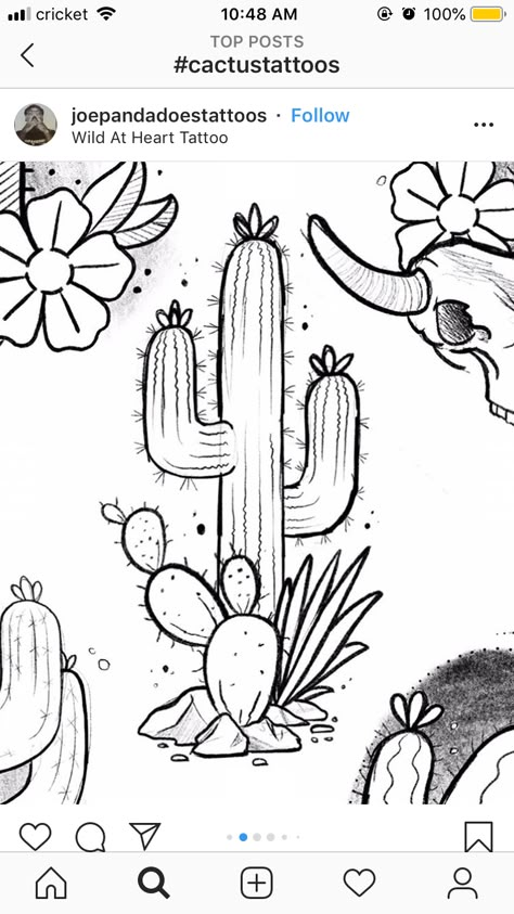 Southwest Pattern Tattoo, Nopal Drawing, Small Arizona Tattoo, Western Tooling Tattoo, Traditional Cactus Tattoo, Saguaro Tattoo, Cactus Tattoo Design, Arizona Tattoo Ideas, Desert Drawings