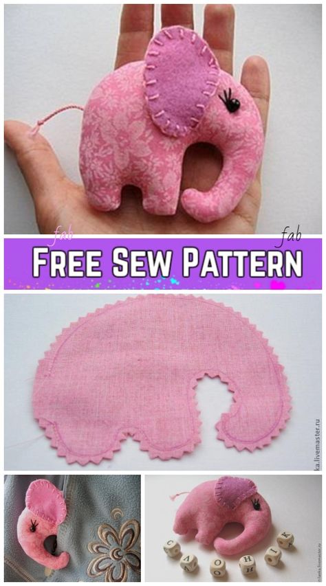 Little Pocket Elephant Pillow Toy Free Sew Pattern - Video Diy Elephant Soft Toy, Simple Stuffed Animal Pattern, Felt Elephant Pattern, Elephant Pillow Pattern, Fabric Toys Diy, Elephant Craft, Elephant Soft Toy, Elephant Quilt, Felt Toys Patterns