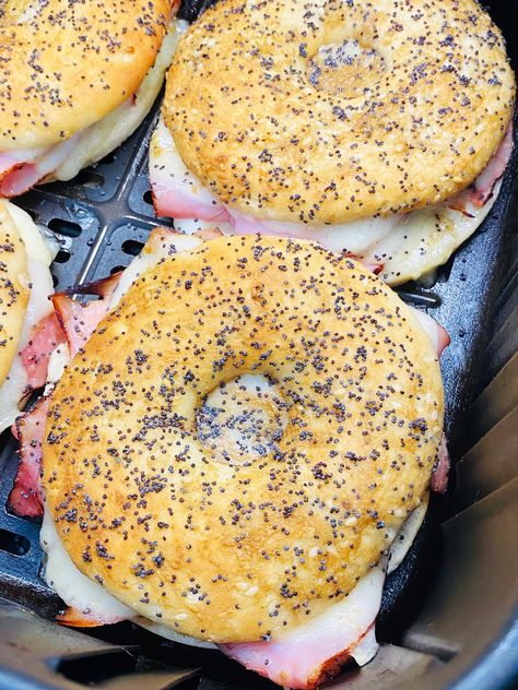 Ham And Swiss Sandwiches, Air Fryer Ham, Sandwich Melts, Ham And Swiss Sliders, Bagel Thins, Bagel Breakfast Sandwich, Ham And Swiss, Hawaiian Roll, Ham Breakfast