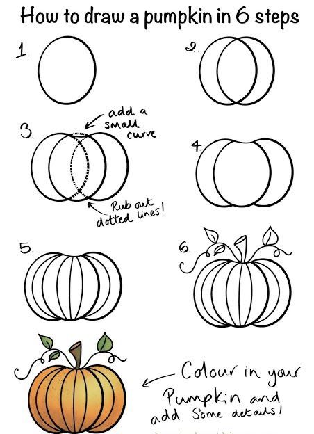 How To Draw Pumpkins, Christmas Pictures To Draw, Steps Makeup, Draw A Pumpkin, Trin For Trin Tegning, Drawing Instructions, Fall Drawings, Fall Canvas Painting, Pumpkin Drawing