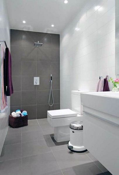 Top 60 Best Grey Bathroom Tile Ideas - Neutral Interior Designs Design Interior Baie, Grey Bathroom Floor, Makeover Kamar Mandi, Small Apartment Bathroom, Small Bathroom Tiles, Grey Bathroom Tiles, Decor Baie, Bathroom Tile Designs, Hus Inspiration