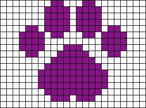 Alpha Friendship Bracelet Pattern #2580 added by little_one. Dog, paw, print. Dog Paw Pixel Art, Dog Paw Cross Stitch, Paw Print Bead Pattern, Paw Print Pixel Art, Dog Paw Pattern, Lidia Crochet Tricot, Graph Crochet, Paw Pattern, Pixel Crochet