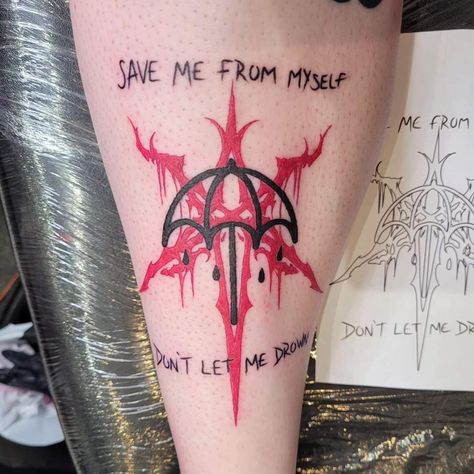 Bmth Nailart, Metalcore Tattoo Ideas, Metal Tatoos Ideas, Doomed Tattoo Bmth, Band Inspired Tattoos, Emo Band Tattoos, Bring Me The Horizon Nails, Metalhead Tattoo Ideas, Metal Band Tattoos