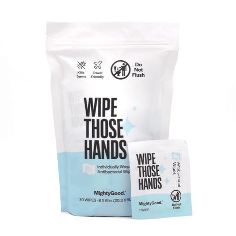 MightyGood Wipe Those Hands Individually Wrapped Antibacterial Wipes (30) Fragrance and alcohol free Bathroom Night Light, Antibacterial Wipes, School Kit, Hand Wipes, Travel Finds, Cleansing Wipes, Wet Wipe, Clean Hands, Know Nothing