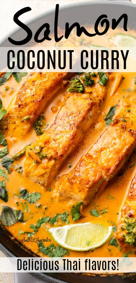 Salmon Coconut, Salmon Recipes Baked, Salmon Recipes Pan Seared, Recipes Salmon, Fish Curry Recipe, Recipes Fish, Fish Dinner Recipes, Easy Salmon Recipes, Coconut Milk Recipes