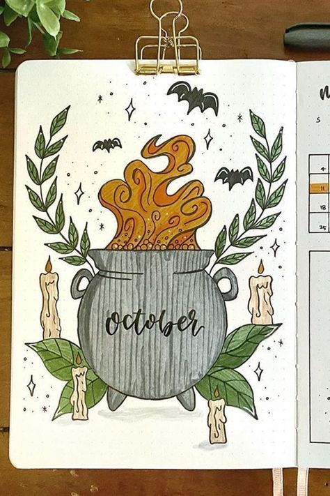 October Bullet Journal Ideas, Bullet Journal Halloween, October Bullet Journal, Bullet Journal October, Bullet Journal Monthly Spread, Bujo Planner, Bullet Journal 2019, Bullet Journal Cover Page, Bullet Journal Ideas