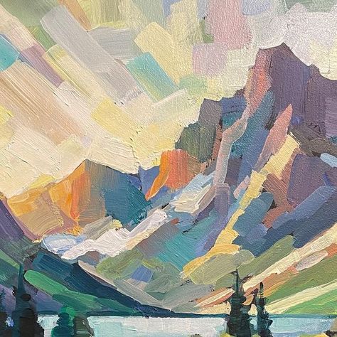 Jed Dorsey | Artist | Instructor on Instagram: "New painting… let me know what you think 👍🏼  #impressionism #mountains #colorfulart  #landscapepainting #wetpaint #contemporaryart #acrylicart  #artiststudio #impressionist #acrylicpainting #iloveart #allaprima #artistsoninstagram #acrylicuniversity  @winsorandnewton @princetonbrush" Contemporary Impressionism Painting, Jed Dorsey Paintings, Acrylic Impressionist Painting, Mountain Abstract Art, Vertical Landscape Painting, Impressionism Mountains, Acrylic Mountains, Modern Impressionist Art, Acrylic Impressionism