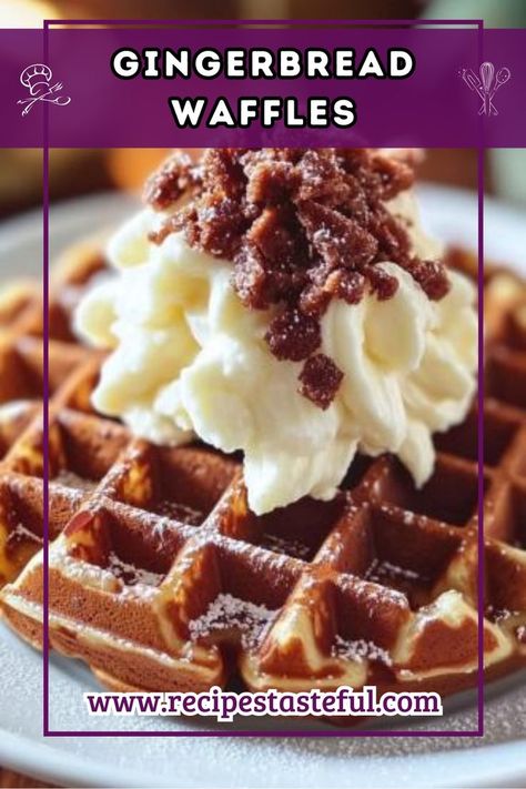 Deliciously spiced gingerbread waffles served with a sweet and tangy orange syrup, perfect for a cozy breakfast or brunch. Gingerbread Waffles, Fluffy Waffles, Orange Syrup, Cozy Breakfast, Waffle Iron, Desserts Recipes, Syrup, Breakfast Brunch, Gingerbread