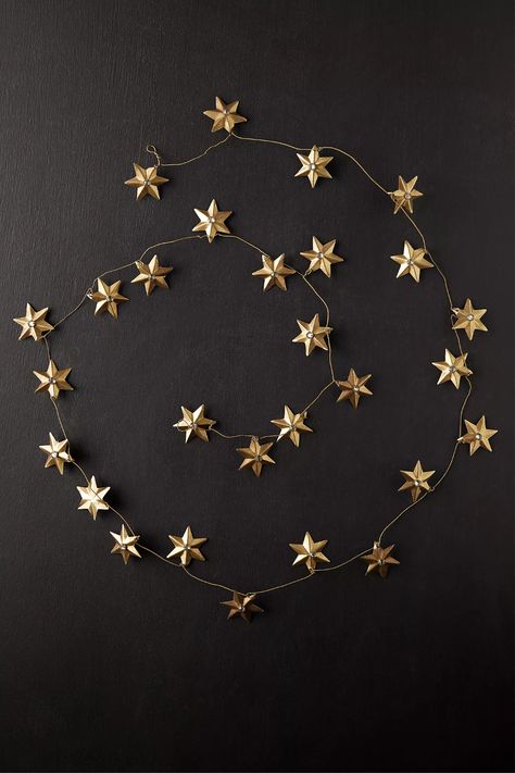 Iron Celestial Star Garland | Anthropologie Art Deco Christmas Decorations, Celestial Christmas Tree, Anthropologie Holiday Decor, Celestial Christmas, Celestial Home Decor, Celestial Home, Home Ideas Kitchen, Art Deco Christmas, Home Drawing