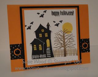 Stampin' Up!- A spooky haunted house using the set- 'Halloween Scares'! Stampin Up Halloween, Halloween Houses, Halloween Camping, Technique Tuesday, Halloween Cake, Halloween Scene, Halloween Card, Up House, Halloween Haunted Houses