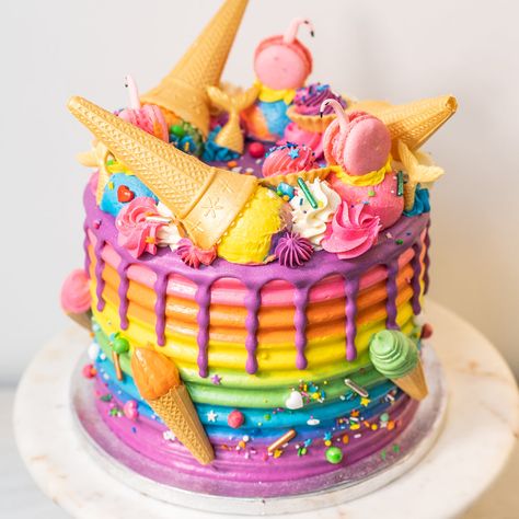 Rainbow Cakes 🌈 | Rainbow Cake London Delivery – Flavourtown Bakery Rainbow Lolly Cake, Rainbow Cake Designs, Cakes Rainbow, London Bakery, Rainbow Cake Recipe, Birthdays Cakes, Lolly Cake, Rainbow Stuff, Rainbow Layer Cakes