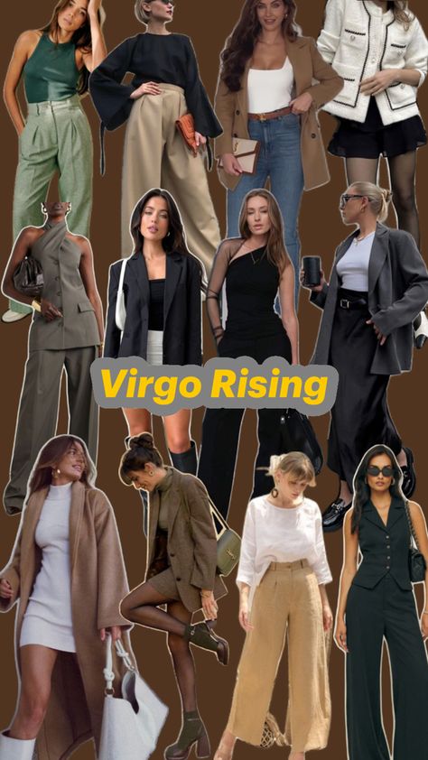 Venus Sign Virgo Style, Virgo Rising Style Aesthetic, Rising Virgo Aesthetic, Dressing Like Your Venus Sign Aries, Virgo Fashion Style, Virgo Venus Aesthetic Style, Virgo Style Aesthetic, Virgo Rising Fashion, Virgo Wardrobe