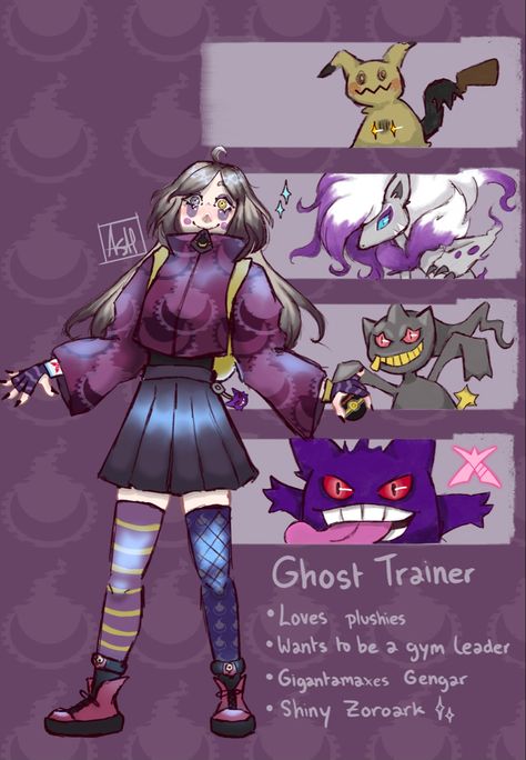 New poke trainer, Eden is a ghost type trainer who dreams of becoming a gym leader! Pokemon Ghost Trainer Oc, Ghost Type Gym Leader Oc, Ghost Type Trainer Oc, Dark Type Pokemon Trainer, Ghost Type Pokemon Trainer, Ghost Pokemon Trainer, Ghost Gym Leader, Ghost Type Gym Leader, Ghost Type Trainer