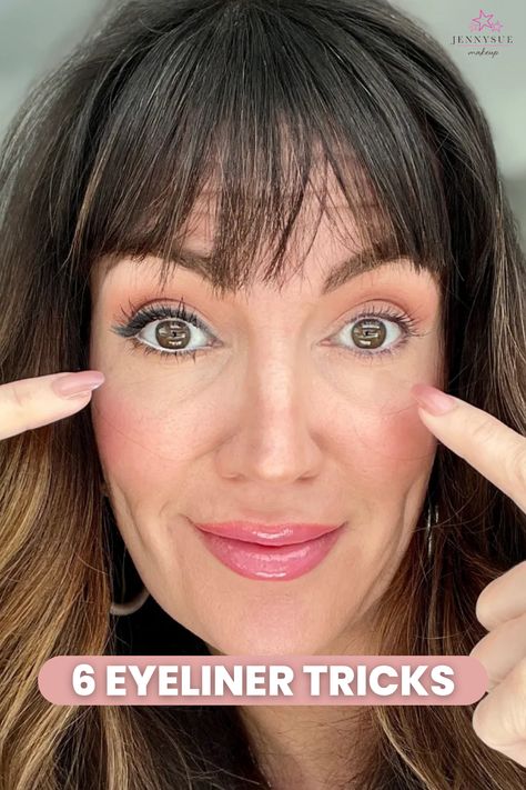 Eyes are the window to the soul. And they are one of my favorite things to play up when it comes to applying makeup! Our eyes are the first things people notice and focus on when we are communicating with one another. So enhancing them is key! Today, I'm sharing 6 eyeliner tips for aging eyes. #eyeliner #eyemakeup #beautyblogger #makeupartist Eyeliner On Older Women Eyes, Natural Eye Makeup For Downturned Eyes, Eye Brightener Pencil, Eye Makeup After 50 Over 50, Eye Makeup To Open Up Eyes, Makeup To Widen Eyes, Make Up For Aging Women, Makeup For Aging Eyes, Eyeliner In Your 30s