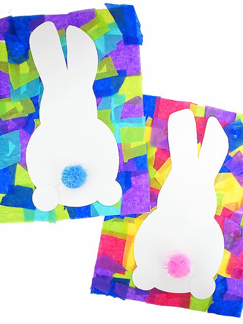 Easter Bunny Art For Kids, Easter Artwork For Kids, Spring Toddler Crafts, Giraffe Crafts, Octopus Crafts, Tissue Paper Craft, Craft Easter, Bunny Craft, Pirate Crafts