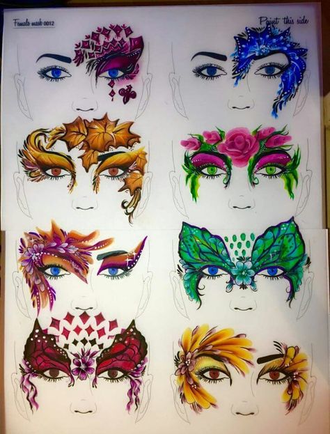 Facepaint - masks Airbrush Face Paint, Face Paint Ideas Adults, Face Art Makeup Paint Ideas, Face Painting Designs For Adults, Face Painting Adults, Face Painting For Adults, Adult Face Paint, Masquerade Makeup, Mask Face Paint