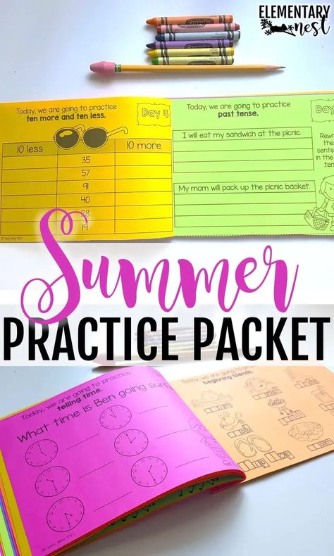 Kindergarten Summer Review, Summer Review Packet, Activities For Summer, Summer Learning Activities, Summer School Activities, Summer Packet, Summer Plan, Summer Kindergarten, Summer Review