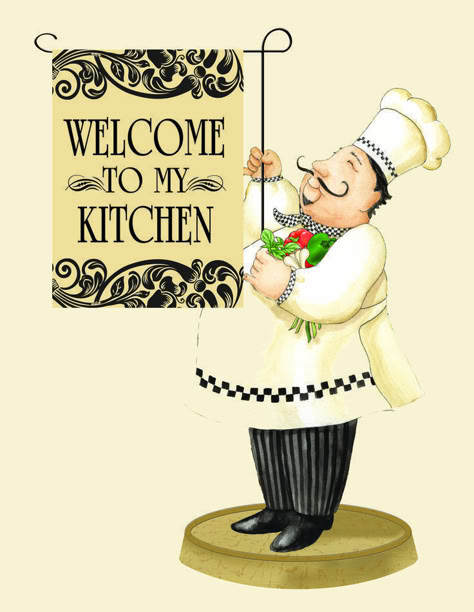 PARA LA COCINA 3 Chef Pictures, Welcome To My Kitchen, Cartoon Chef, Chef Kitchen Decor, Decoupage Printables, Foto Transfer, Decoupage Vintage, Chefs Kitchen, A Chef