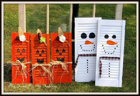 Shutter Decorations, Shutter Art, Shutter Crafts, Shutter Projects, Shutter Decor, Shutter Ideas, Painting Shutters, Diy Shutters, Inexpensive Crafts